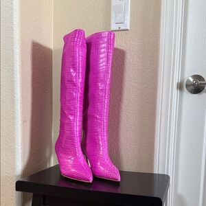 Steve Madden Vibrant Pink Over the Knee Boots